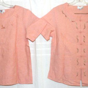 COC Asian Women's Pink 100% Cotton 2 Blous Embroidery Size-L